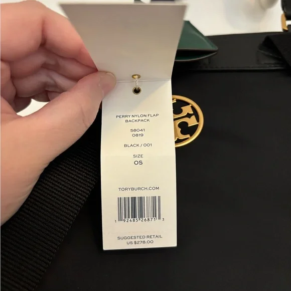NWT Tory Burch Black Perry Nylon Flap Backpack - Picture 7 of 9